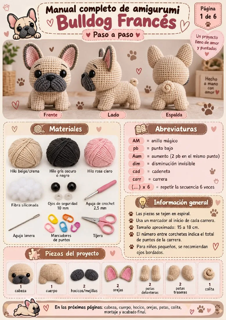 Patrón Bulldog Francés: página de materiales